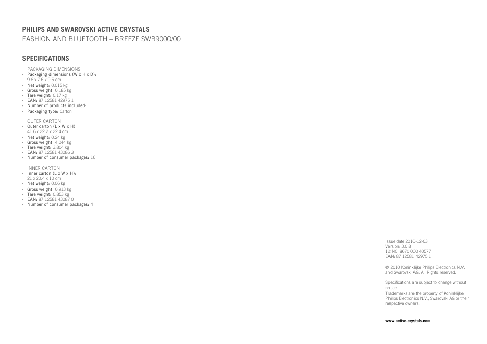 Philips BREEZE SWB9000/00 User Manual | Page 2 / 2