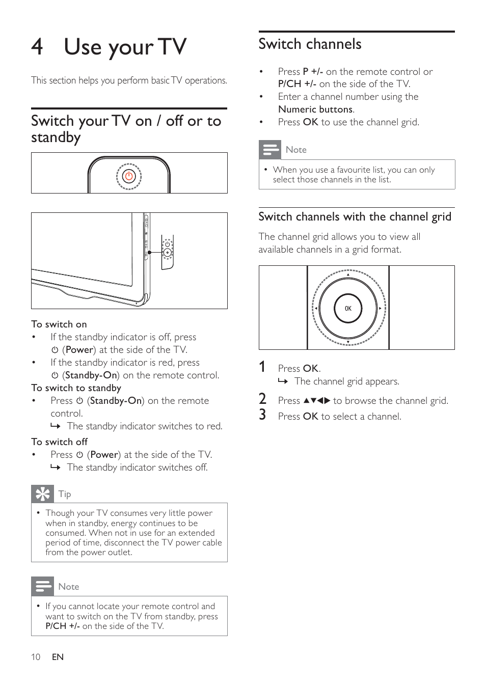 4 use your tv | Philips 19HFL3232D/10 User Manual | Page 12 / 56