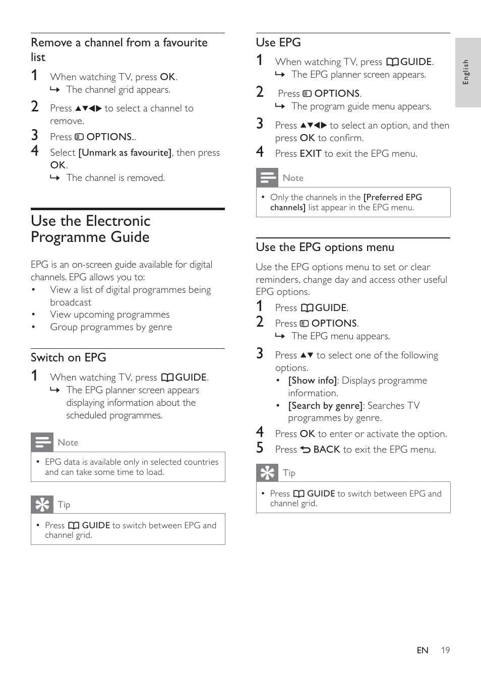 Use the electronic programme guide | Philips 19HFL3232D/10 User Manual | Page 21 / 56