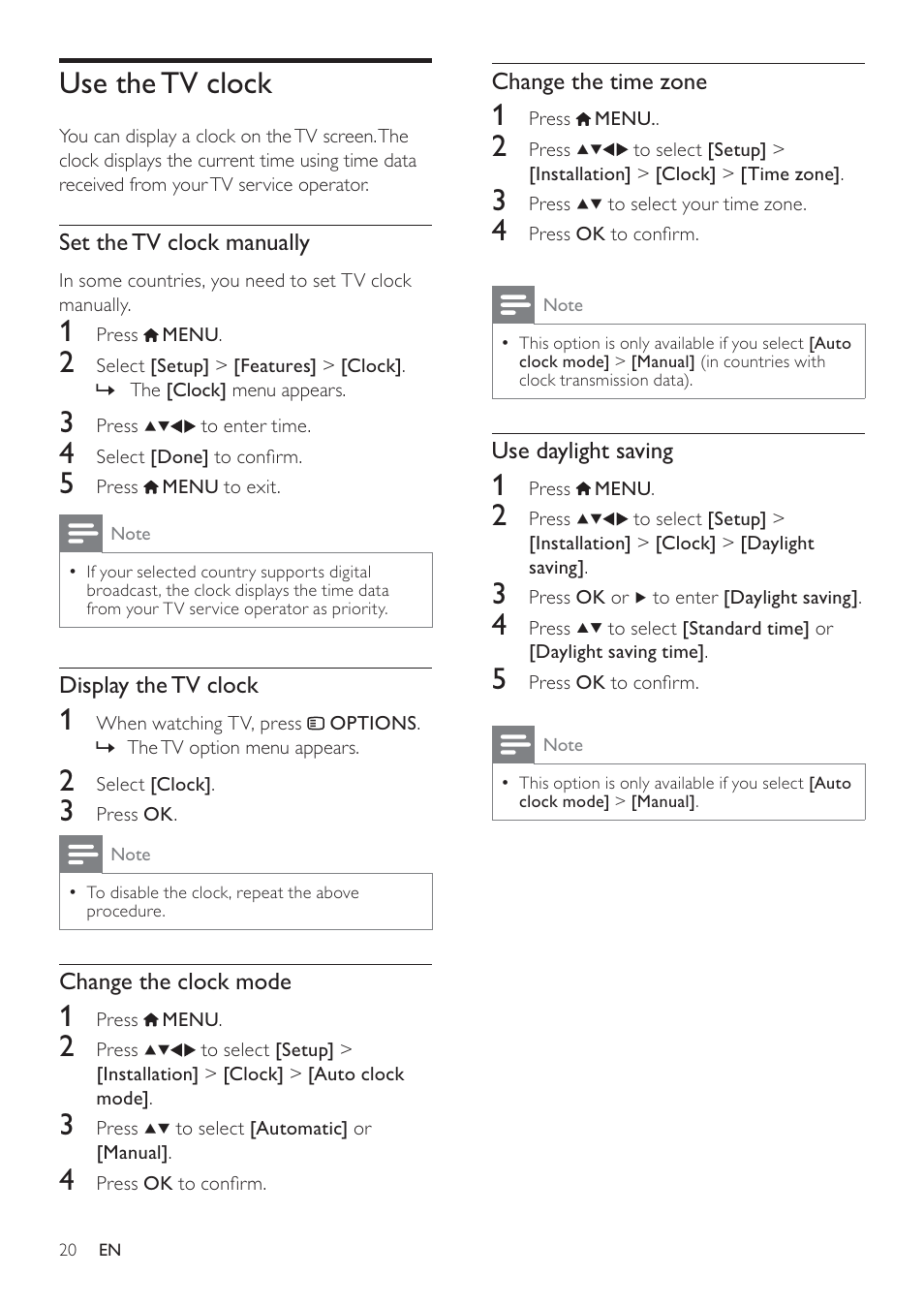 Use the tv clock | Philips 19HFL3232D/10 User Manual | Page 22 / 56