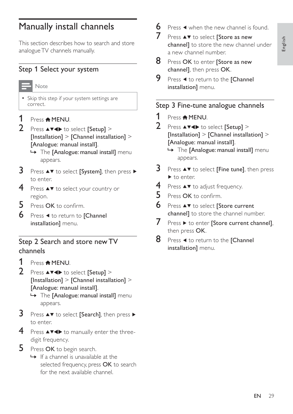 Manually install channels | Philips 19HFL3232D/10 User Manual | Page 31 / 56