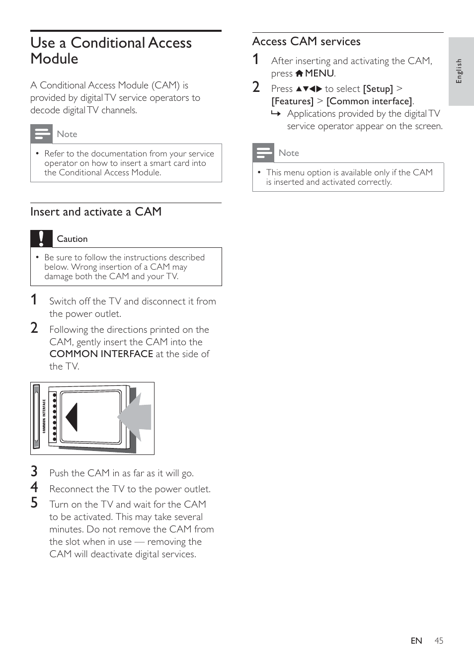 Use a conditional access module | Philips 19HFL3232D/10 User Manual | Page 47 / 56