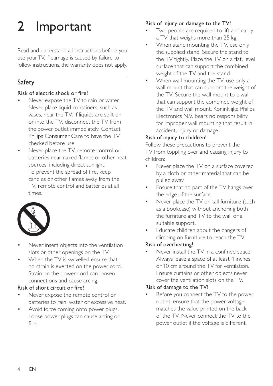 2 important | Philips 19HFL3232D/10 User Manual | Page 6 / 56