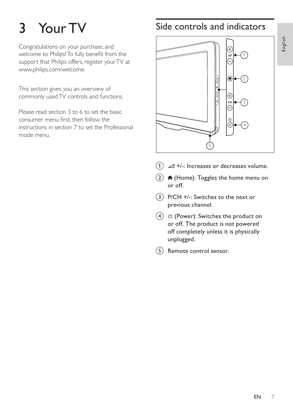 3 your tv | Philips 19HFL3232D/10 User Manual | Page 9 / 56