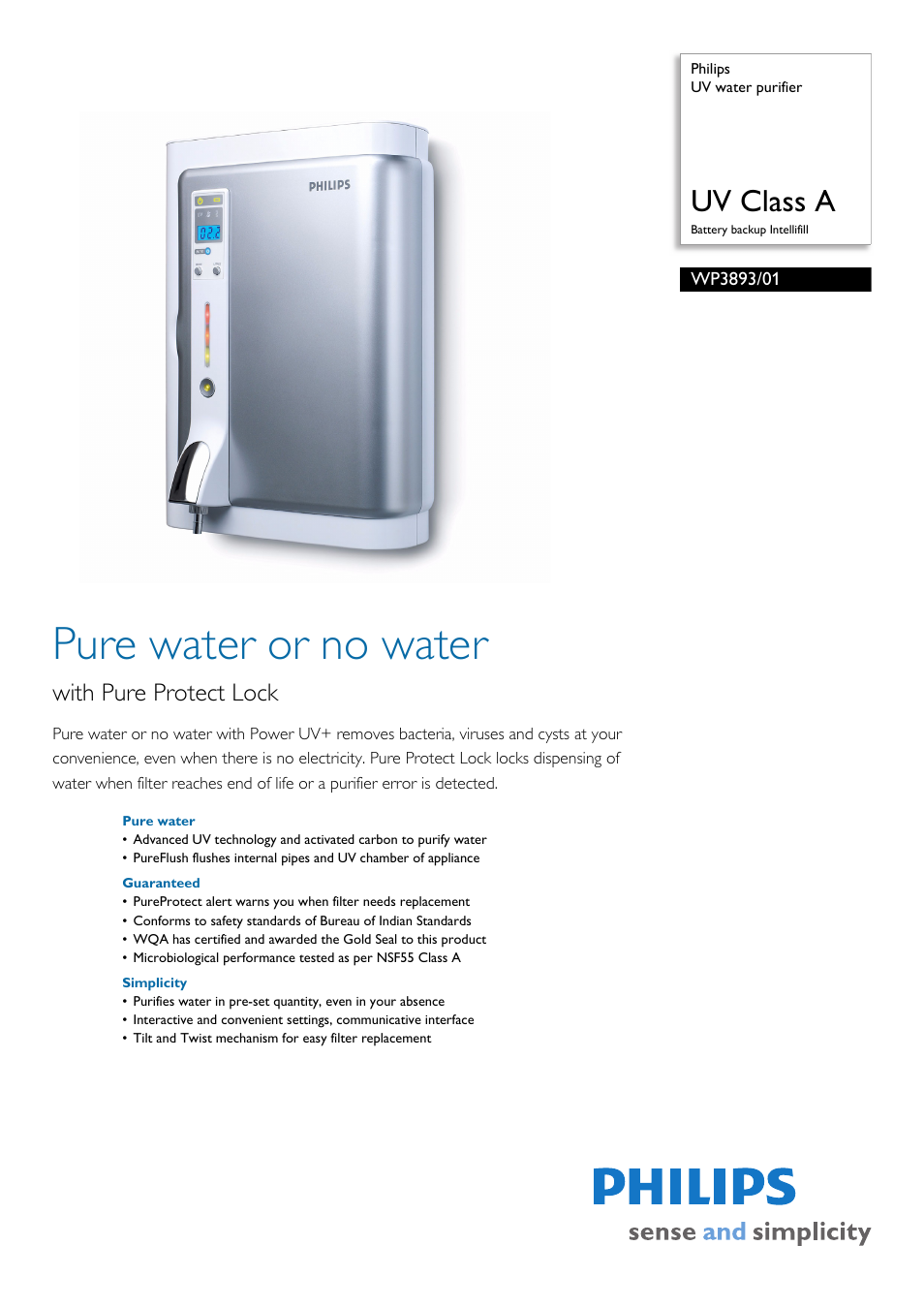 Philips WP3893/01 User Manual | 2 pages