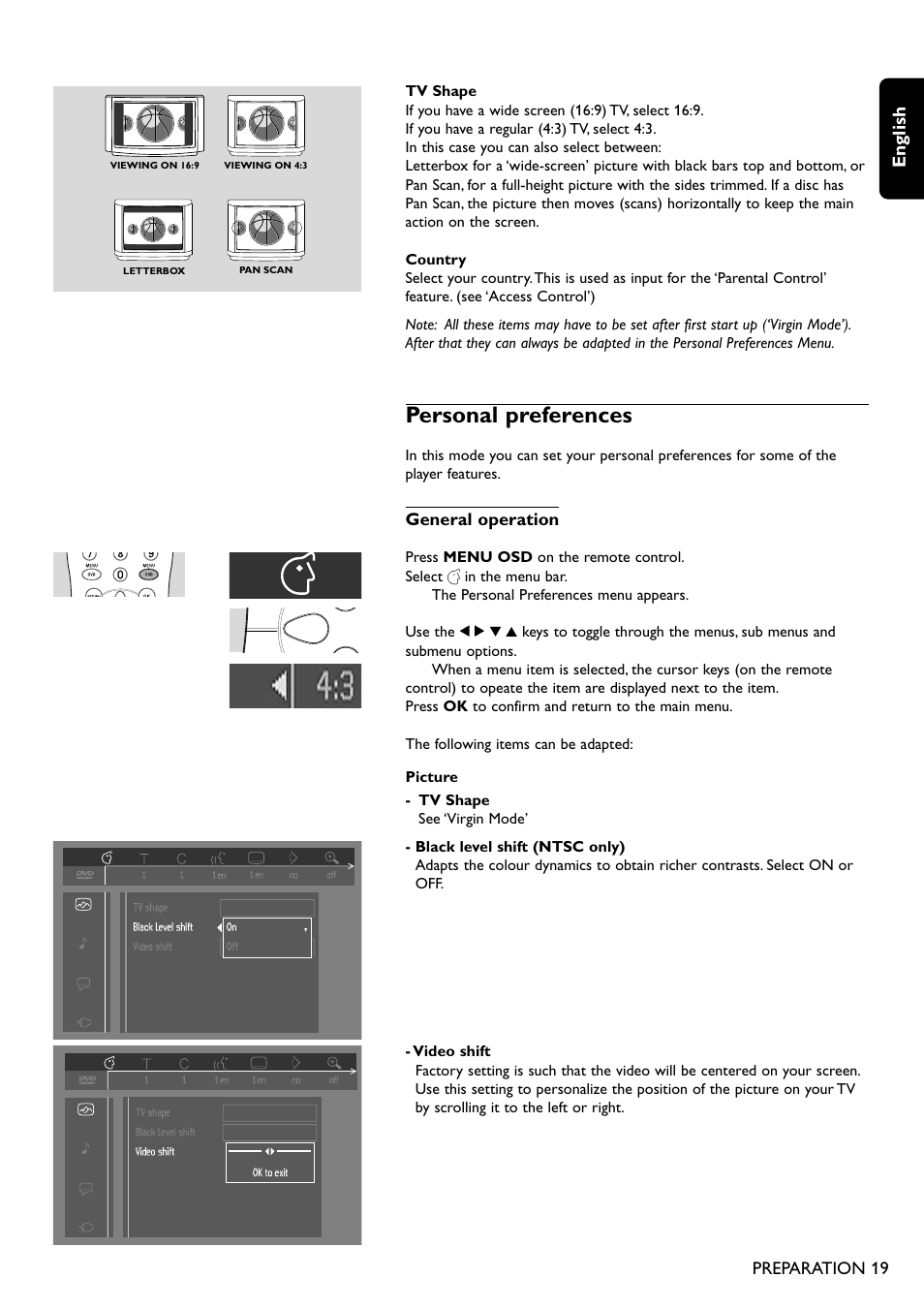 Personal preferences | Philips DVD755/05 User Manual | Page 19 / 34