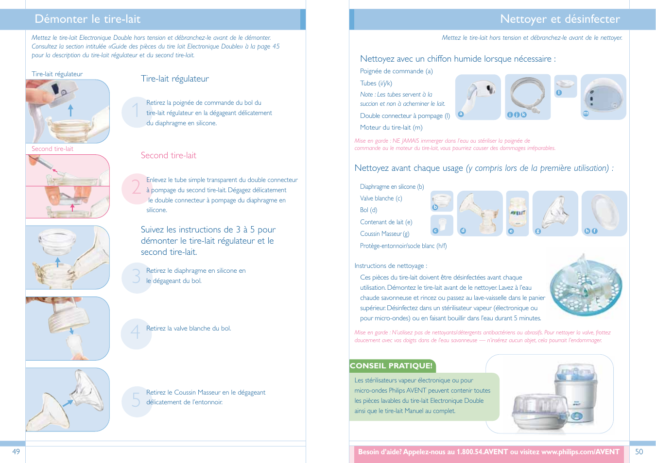 Nettoyer et désinfecter, Démonter le tire-lait | Philips SCF304/02 User Manual | Page 26 / 34