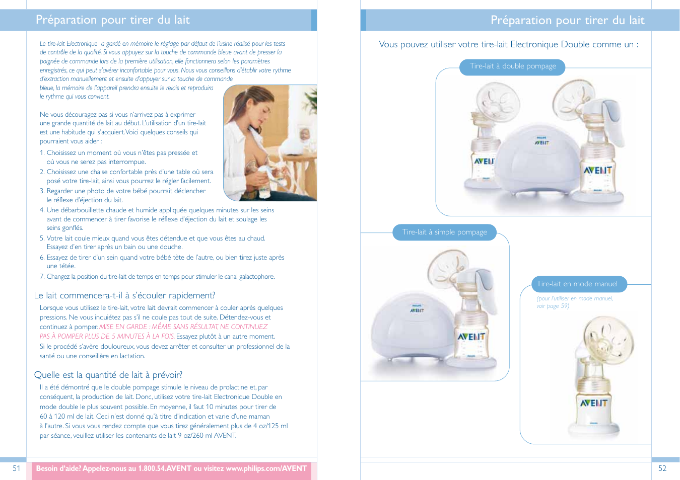 Préparation pour tirer du lait | Philips SCF304/02 User Manual | Page 27 / 34