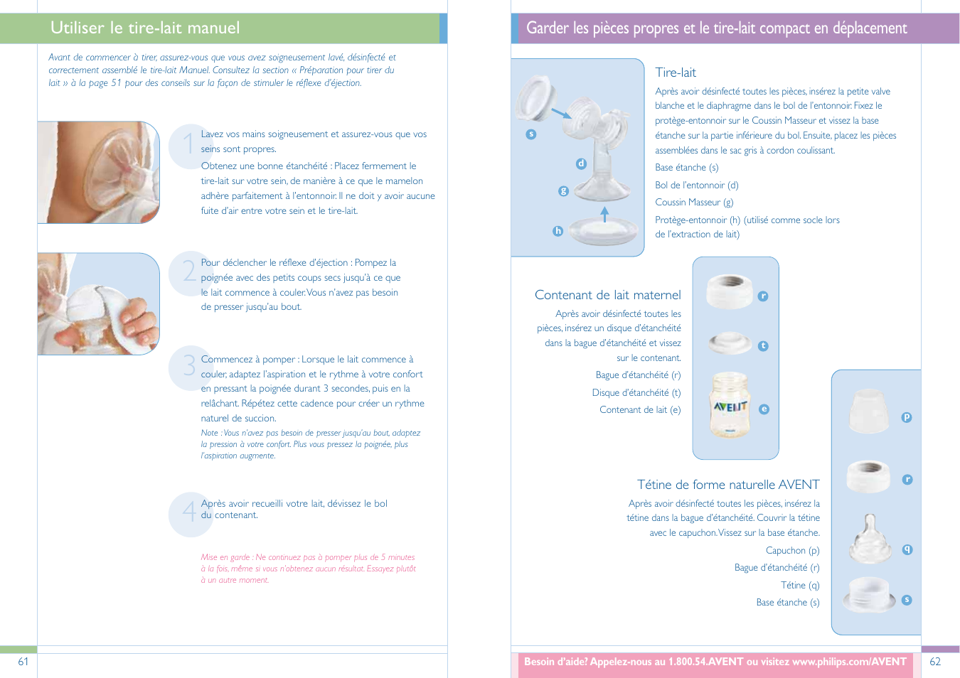 Utiliser le tire-lait manuel | Philips SCF304/02 User Manual | Page 32 / 34