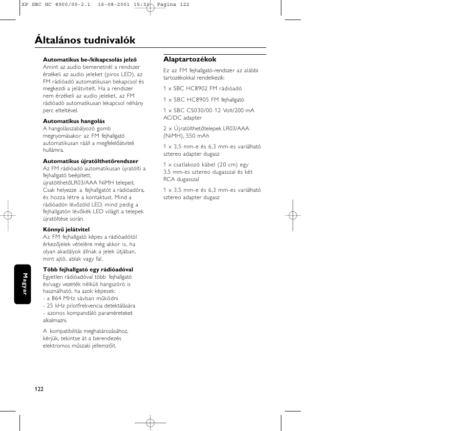 Általános tudnivalók | Philips MICROLUX HC8900 User Manual | Page 122 / 149