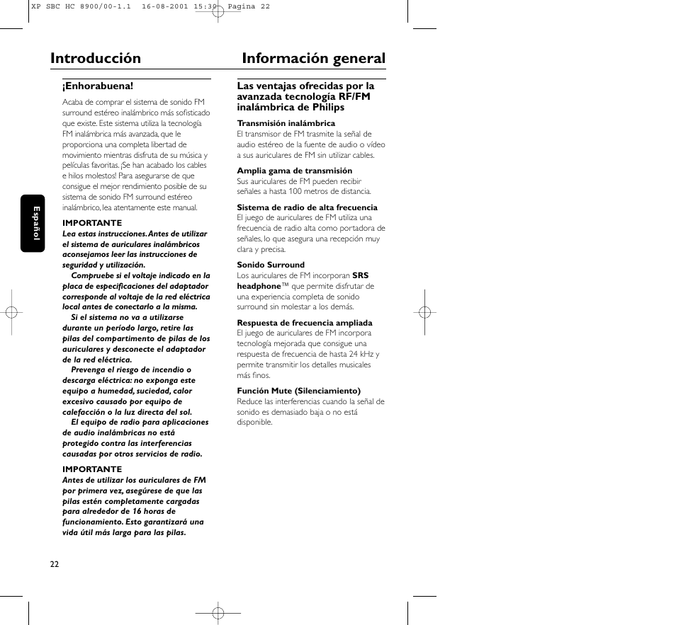 Introducción información general | Philips MICROLUX HC8900 User Manual | Page 22 / 149