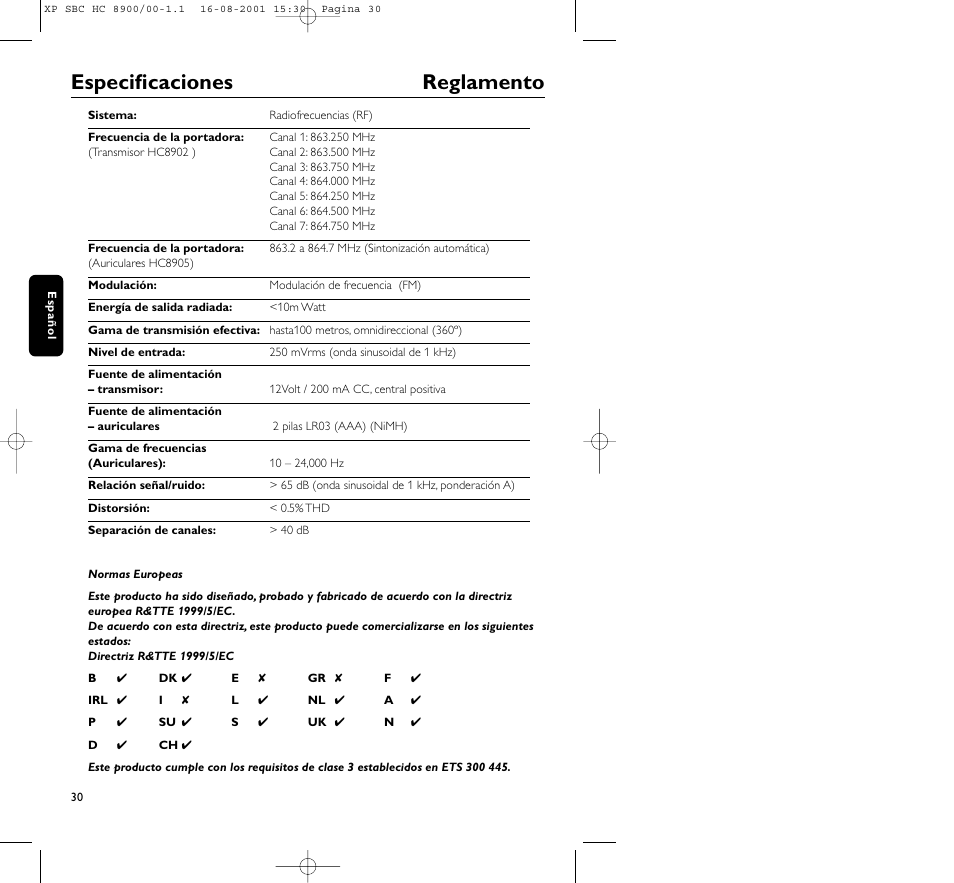 Especificaciones reglamento | Philips MICROLUX HC8900 User Manual | Page 30 / 149