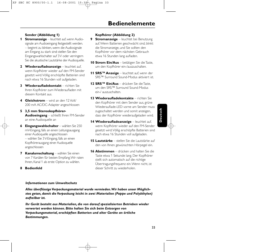 Bedienelemente | Philips MICROLUX HC8900 User Manual | Page 33 / 149