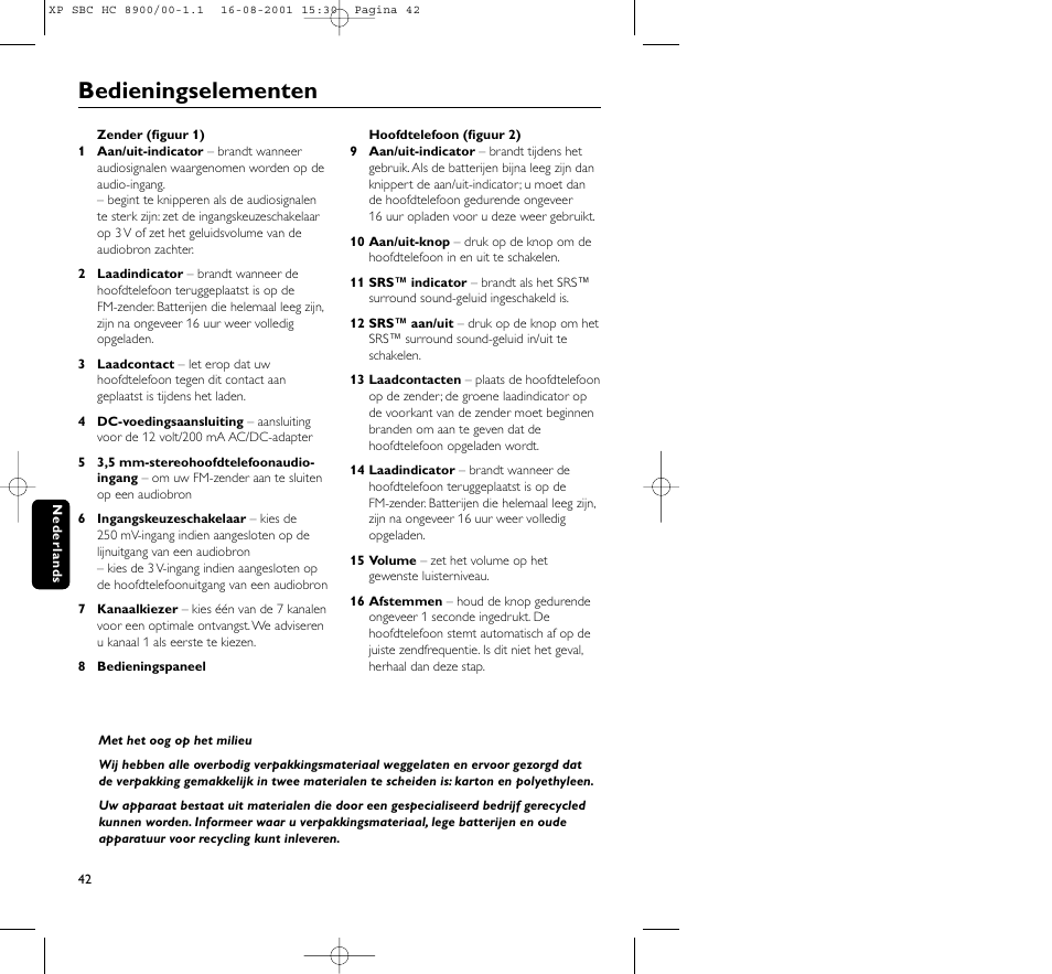 Bedieningselementen | Philips MICROLUX HC8900 User Manual | Page 42 / 149