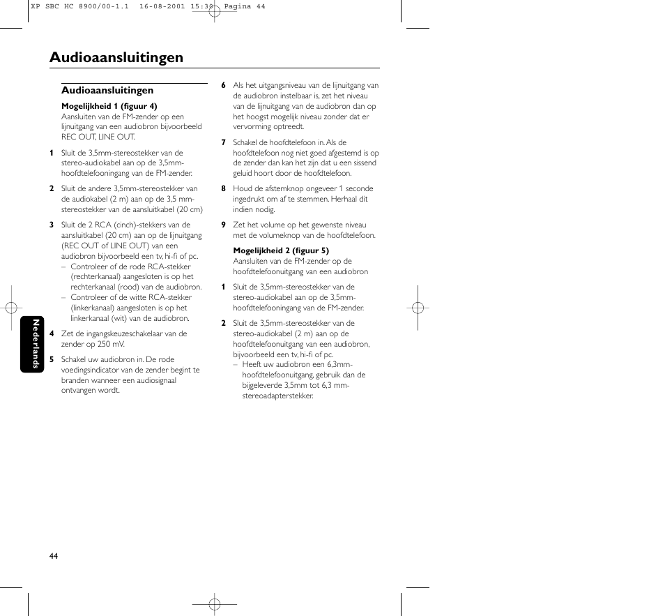 Audioaansluitingen | Philips MICROLUX HC8900 User Manual | Page 44 / 149