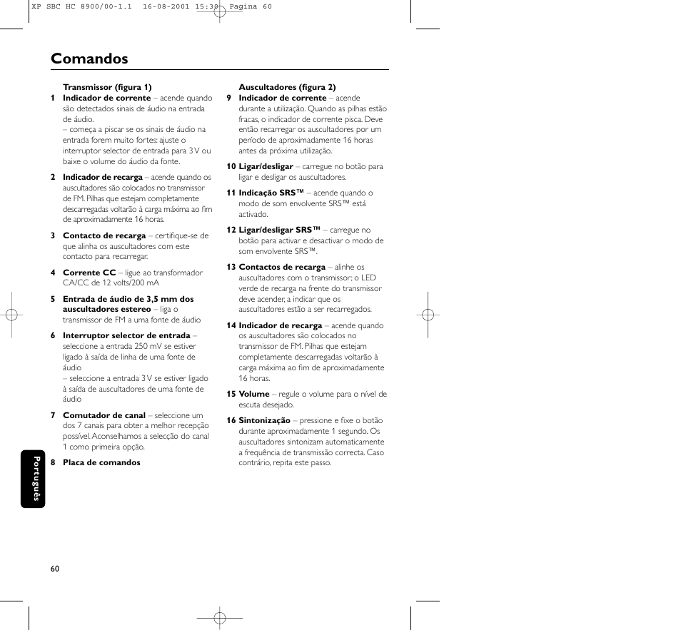 Comandos | Philips MICROLUX HC8900 User Manual | Page 60 / 149