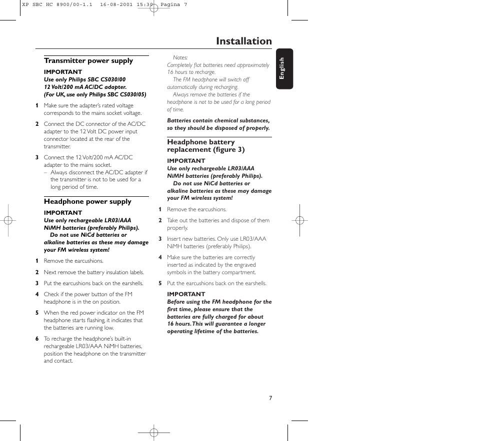 Installation | Philips MICROLUX HC8900 User Manual | Page 7 / 149