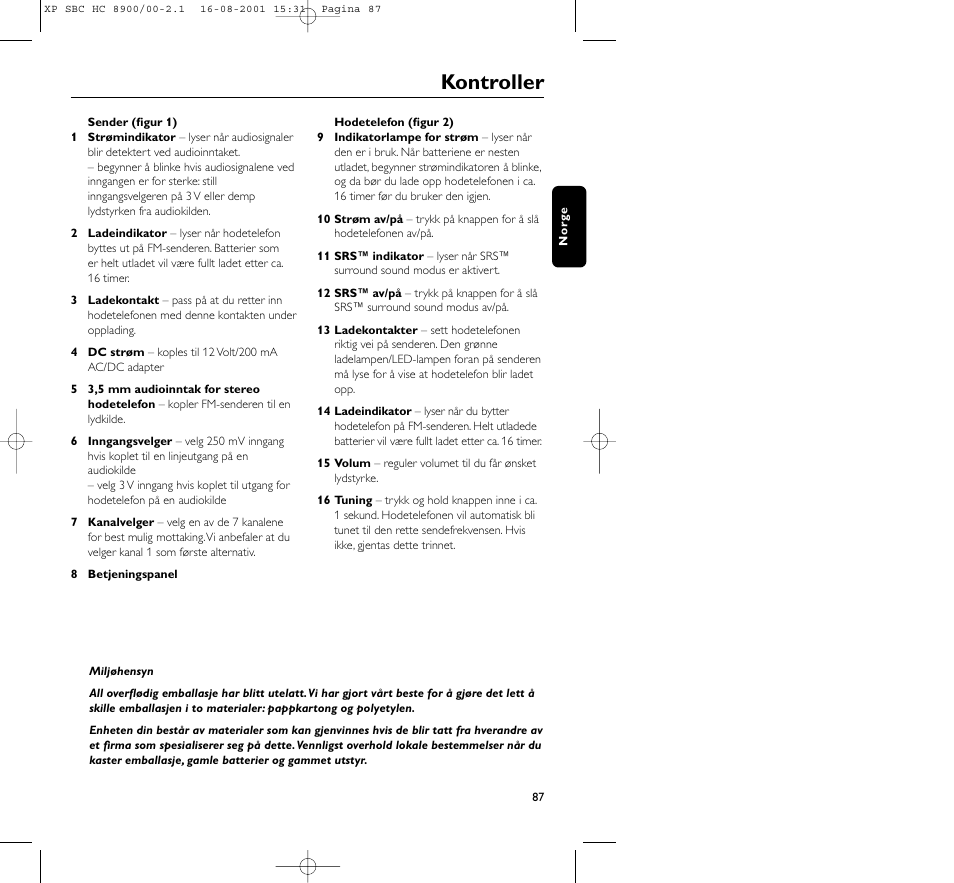 Kontroller | Philips MICROLUX HC8900 User Manual | Page 87 / 149