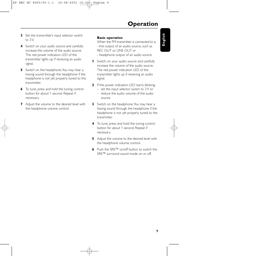 Operation | Philips MICROLUX HC8900 User Manual | Page 9 / 149