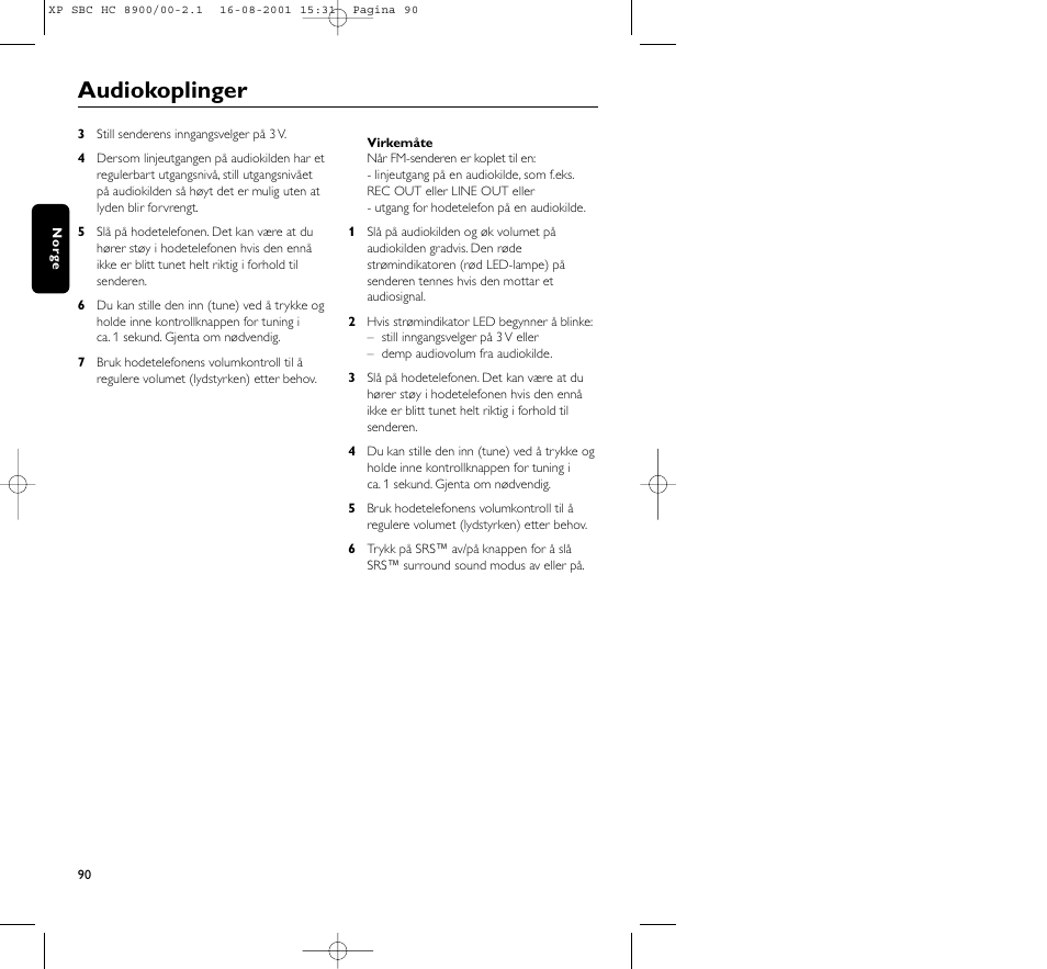 Audiokoplinger | Philips MICROLUX HC8900 User Manual | Page 90 / 149