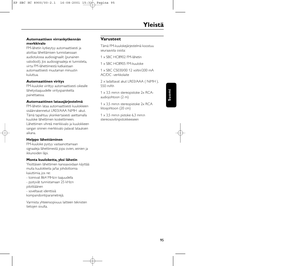 Yleistä | Philips MICROLUX HC8900 User Manual | Page 95 / 149