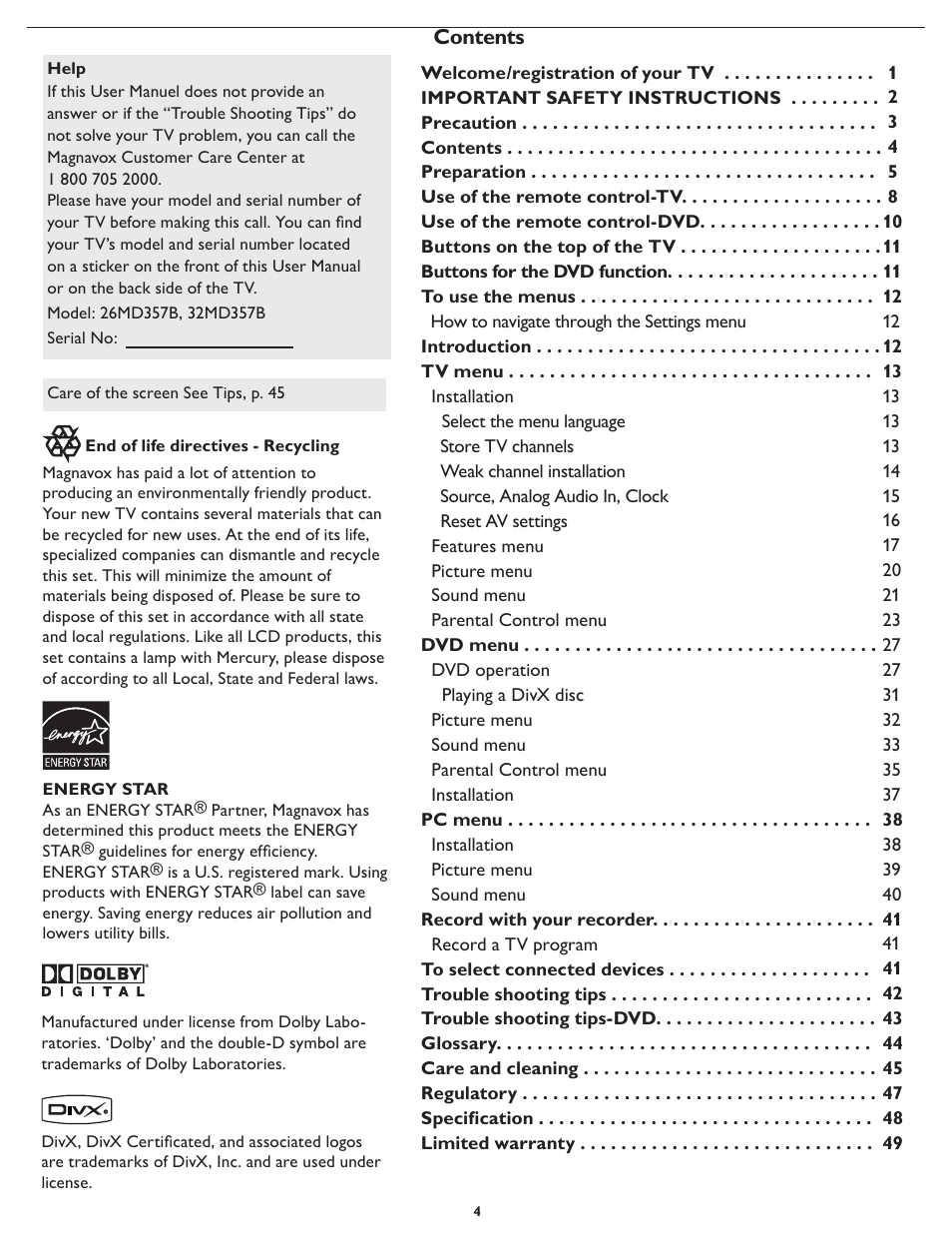 Philips 32MD357B User Manual | Page 11 / 56