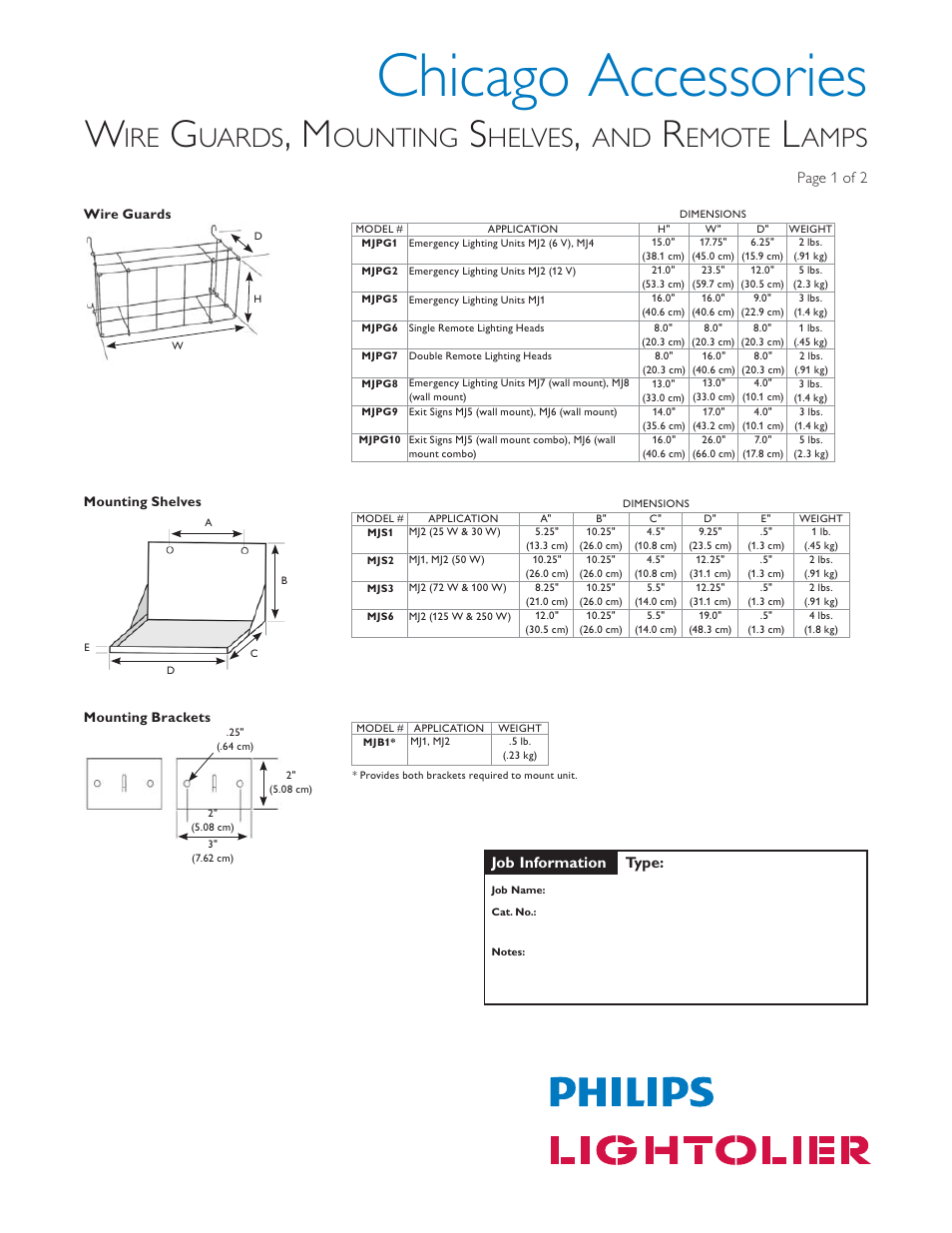 Philips Chicago Accessories MJA Series User Manual | 2 pages
