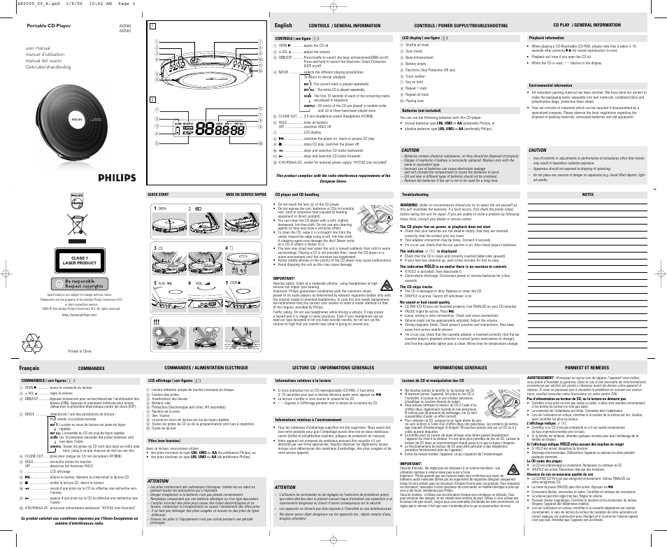 Philips AX2500/00 User Manual | 2 pages
