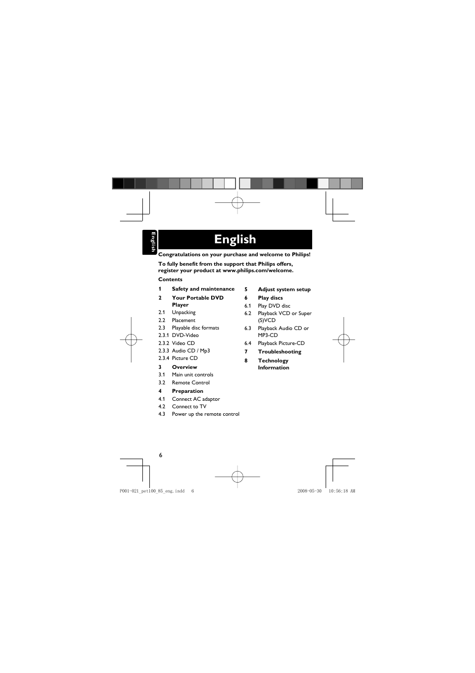 English | Philips PET100/85 User Manual | Page 6 / 22