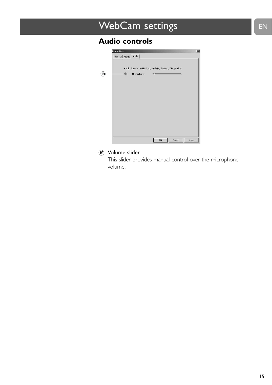 Webcam settings | Philips SPC710NC User Manual | Page 15 / 22