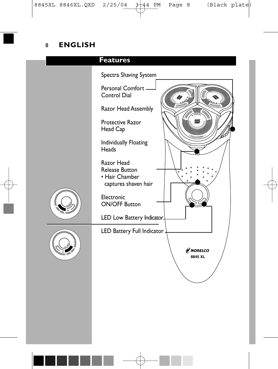Features | Philips 8846XL User Manual | Page 8 / 40