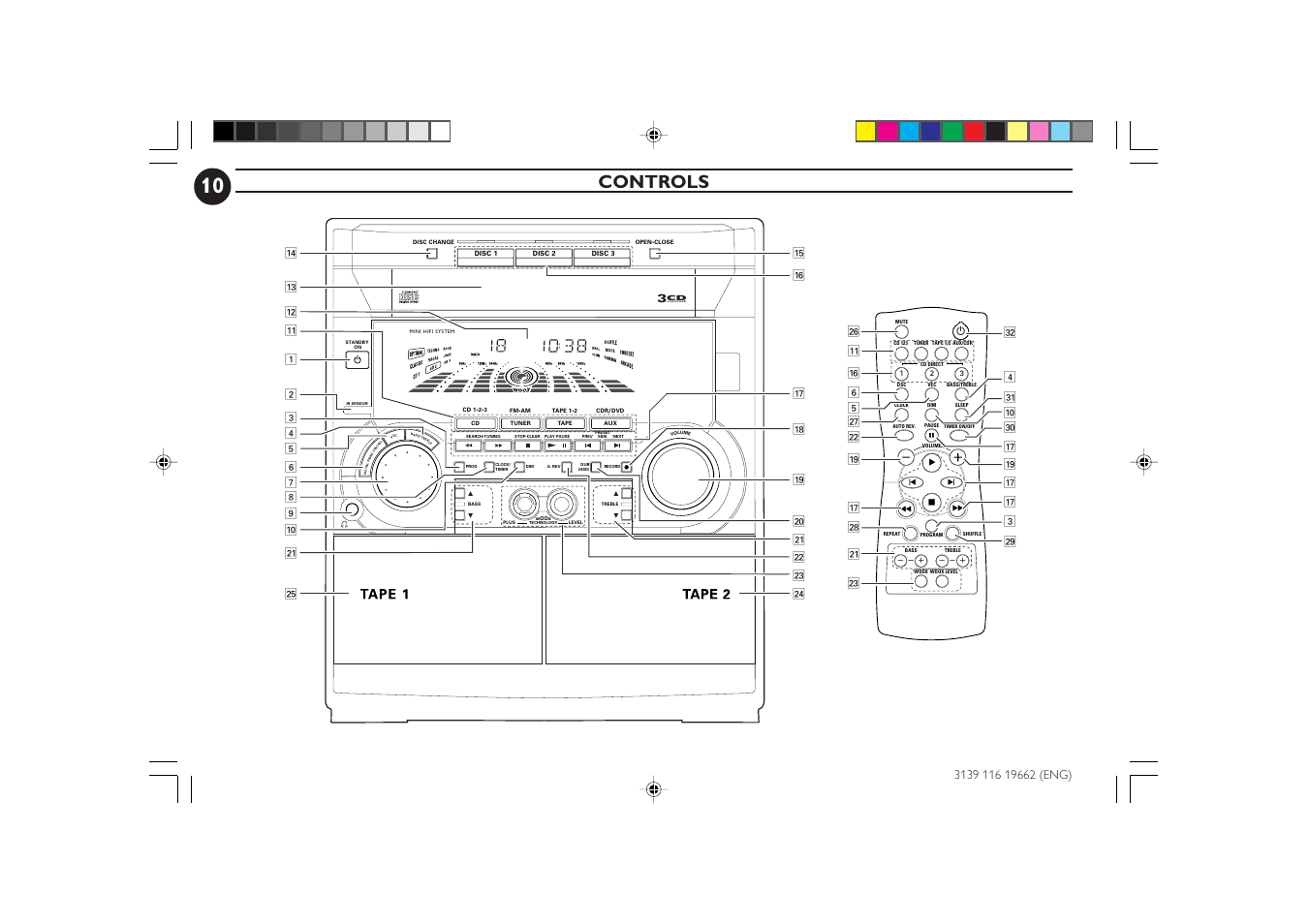 Controls | Philips FW-C80 User Manual | Page 10 / 30