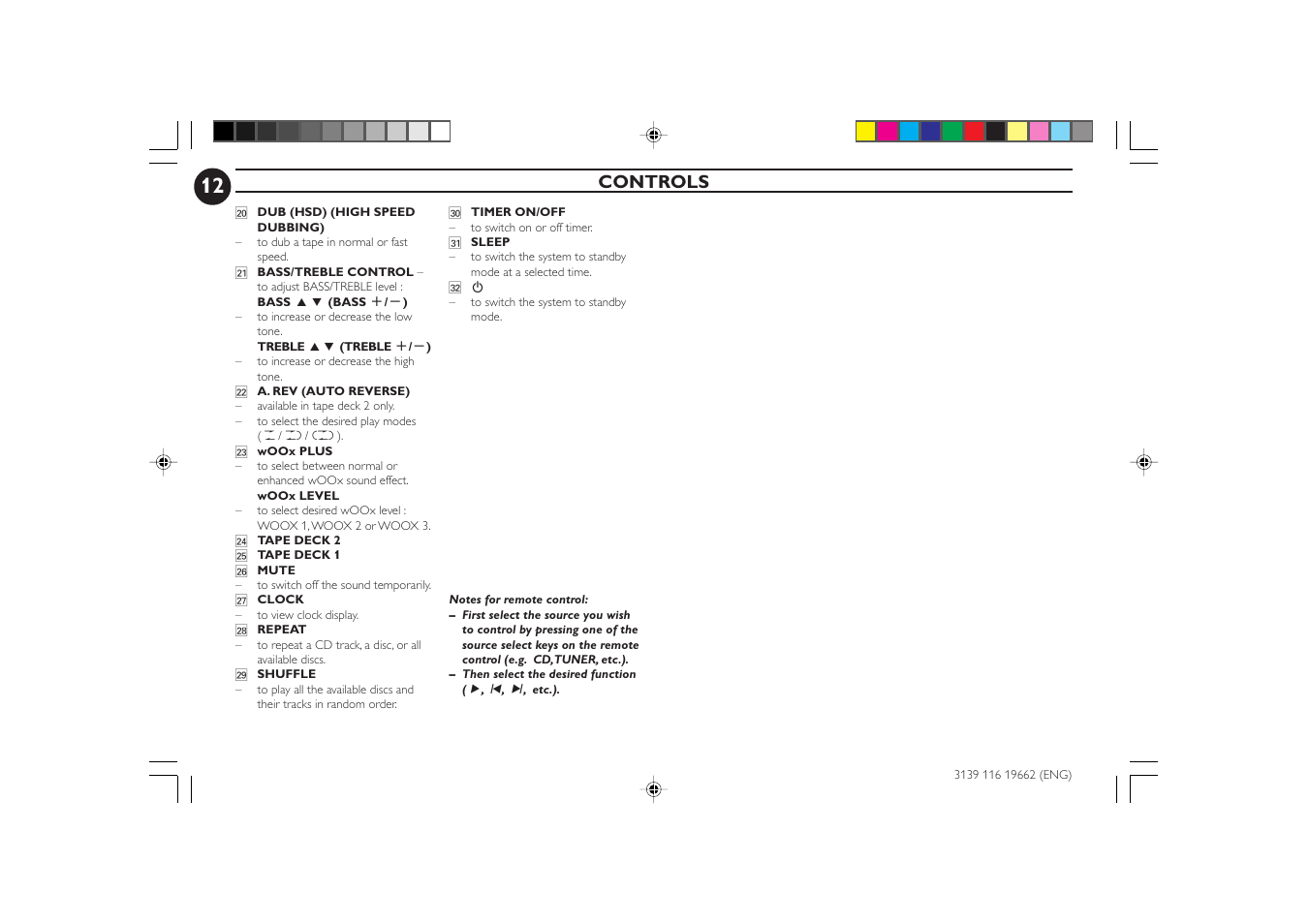 Controls | Philips FW-C80 User Manual | Page 12 / 30