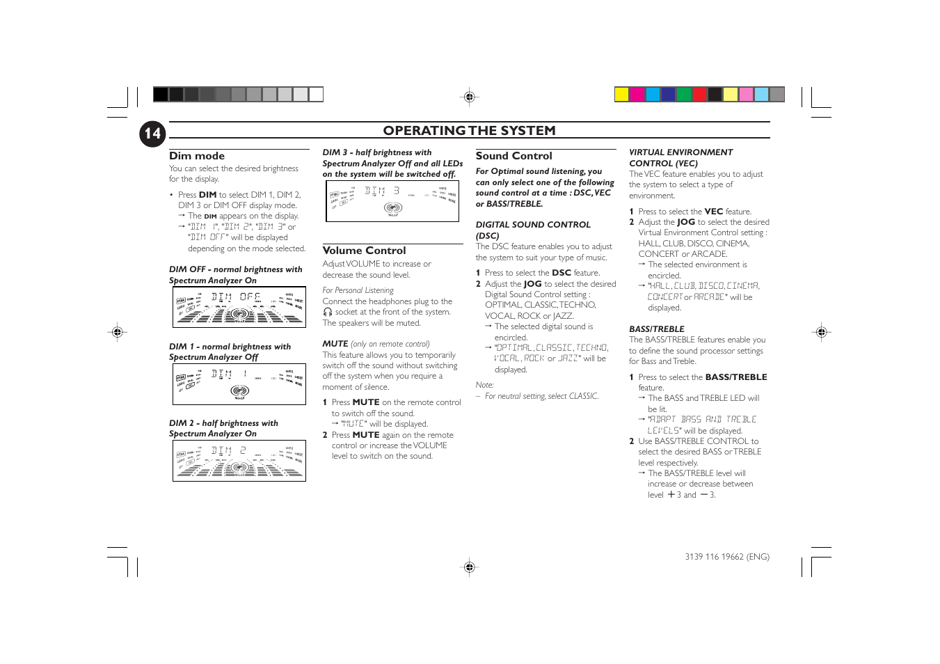 Operating the system | Philips FW-C80 User Manual | Page 14 / 30