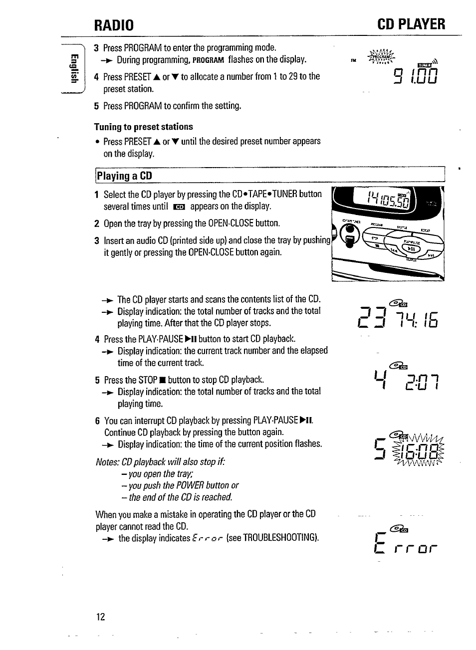 Playing a cd, Radio cd player, Nu ir | Philips AZ 2908 User Manual | Page 12 / 21