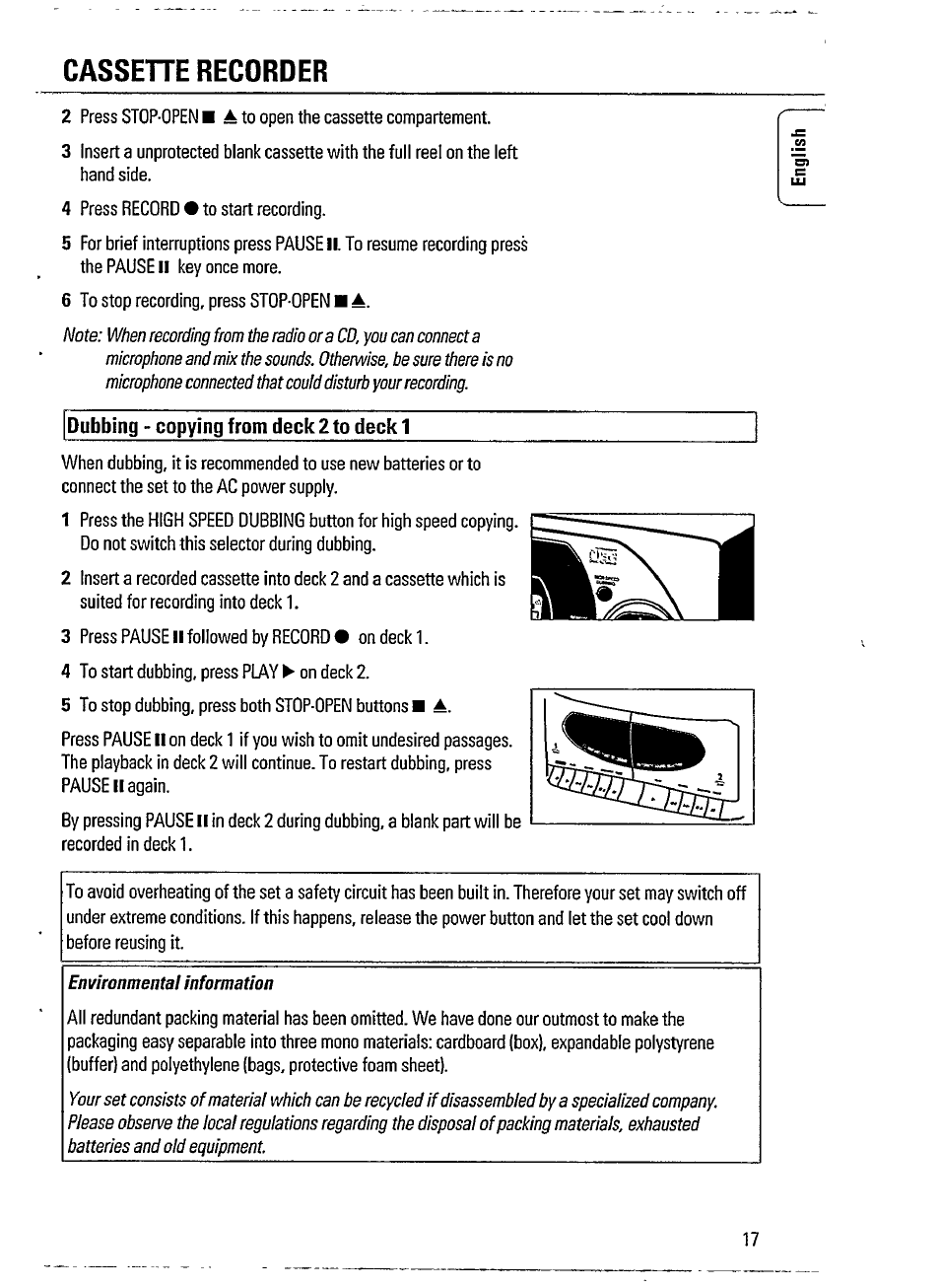 Cassehe recorder | Philips AZ 2908 User Manual | Page 17 / 21