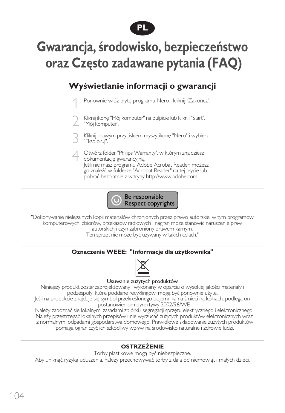 Philips External Drive SPD3600CC DVD 20x ReWriter User Manual | Page 104 / 112