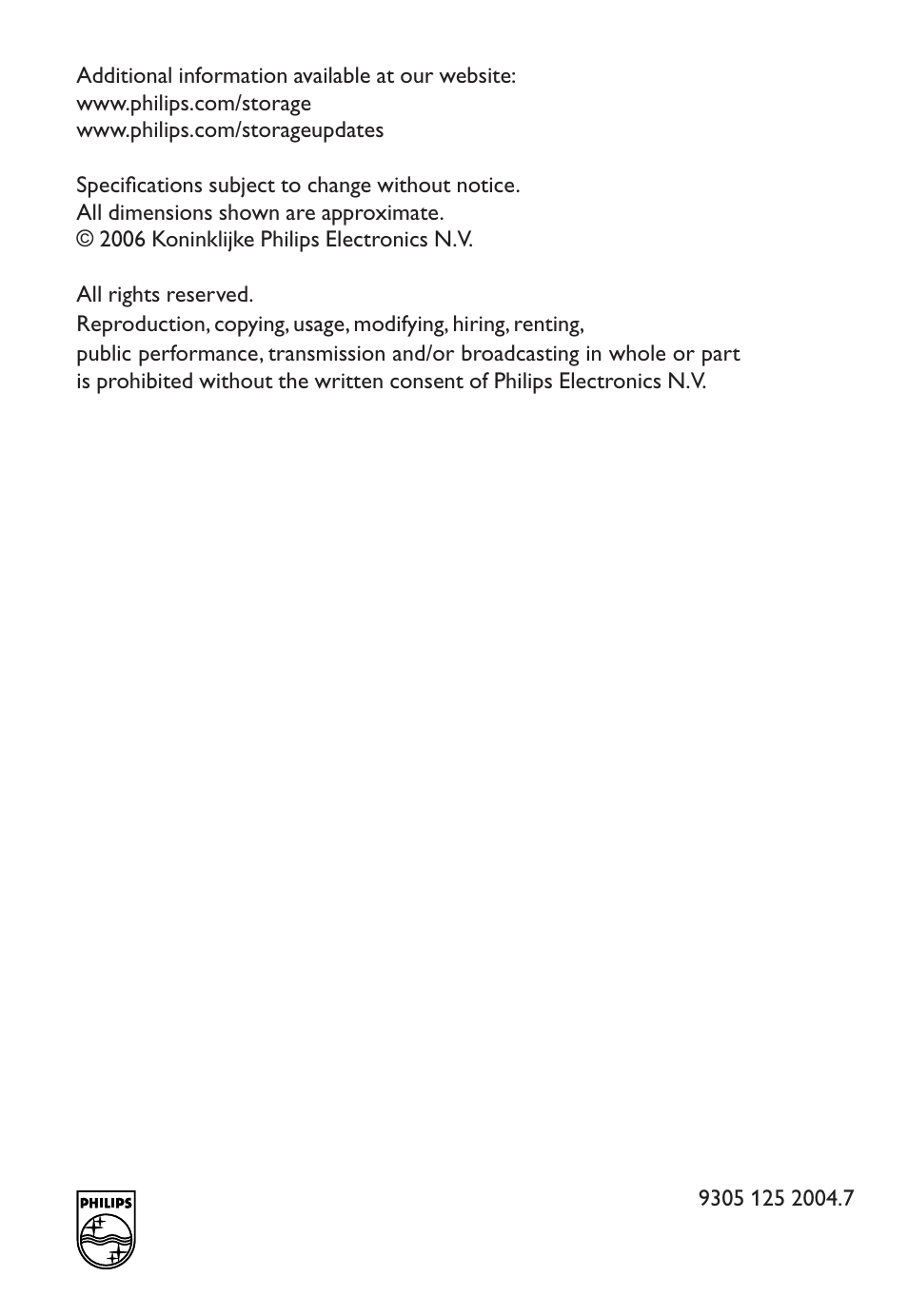 Philips External Drive SPD3600CC DVD 20x ReWriter User Manual | Page 112 / 112