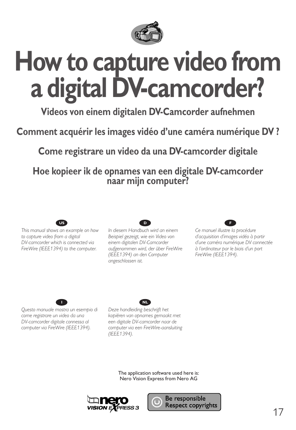 How to capture video from a digital dv-camcorder | Philips External Drive SPD3600CC DVD 20x ReWriter User Manual | Page 17 / 112