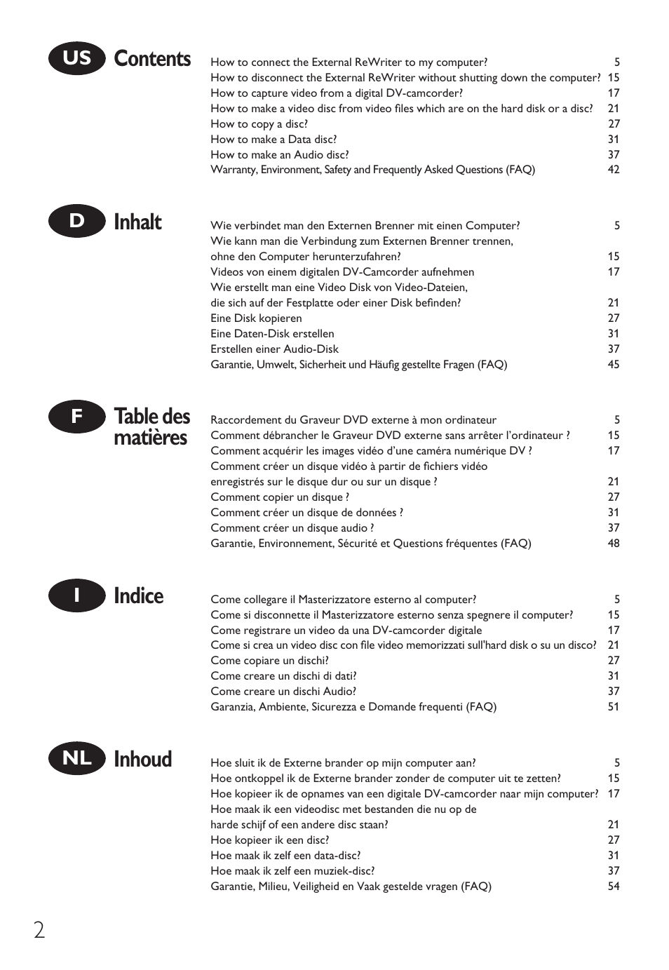 Philips External Drive SPD3600CC DVD 20x ReWriter User Manual | Page 2 / 112