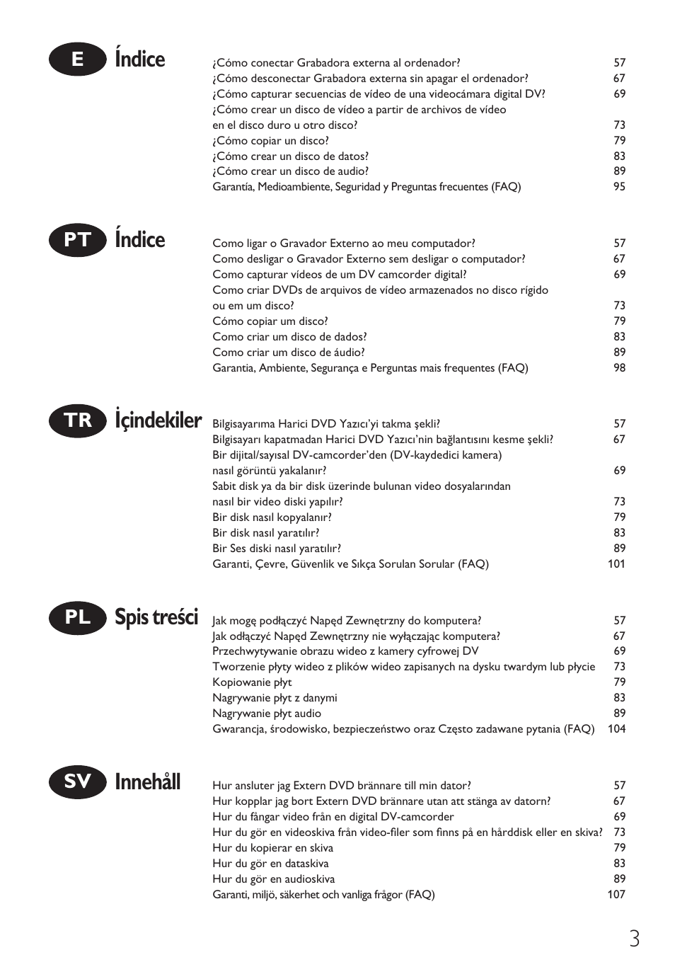 Philips External Drive SPD3600CC DVD 20x ReWriter User Manual | Page 3 / 112