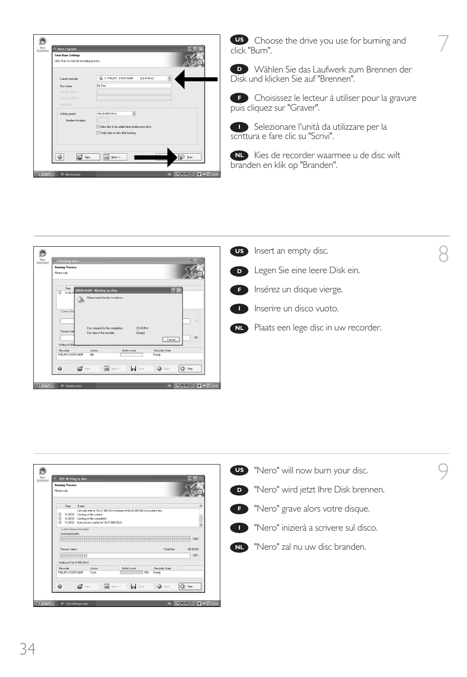 Philips External Drive SPD3600CC DVD 20x ReWriter User Manual | Page 34 / 112