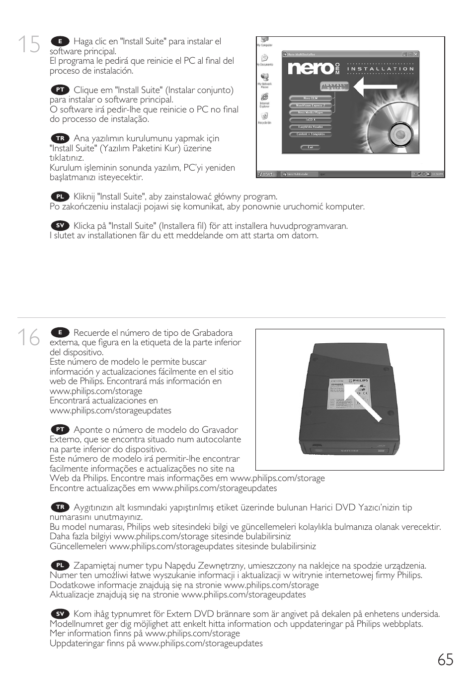 Philips External Drive SPD3600CC DVD 20x ReWriter User Manual | Page 65 / 112