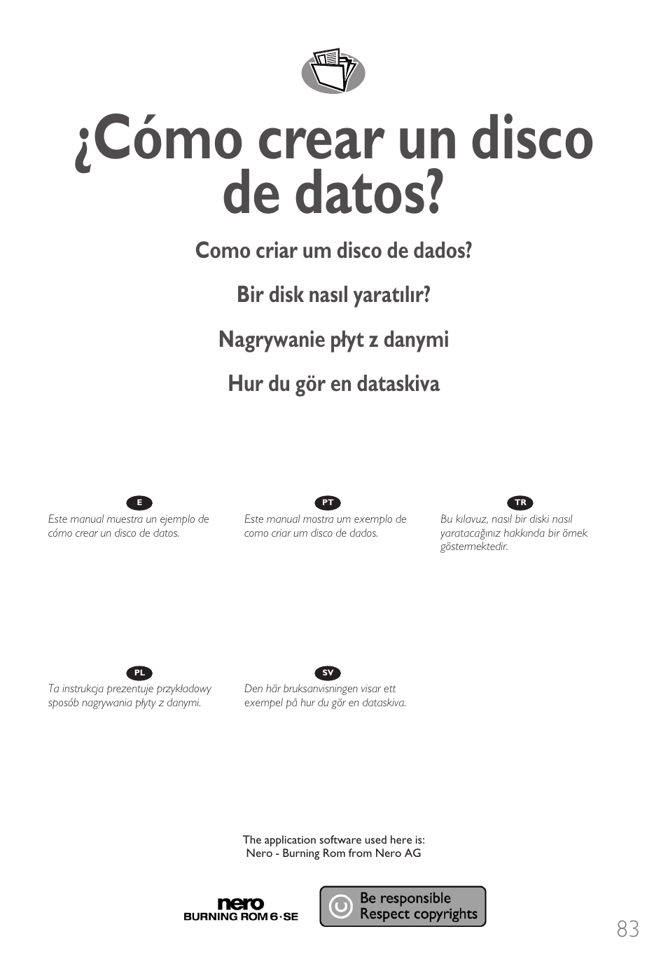Cómo crear un disco de datos | Philips External Drive SPD3600CC DVD 20x ReWriter User Manual | Page 83 / 112