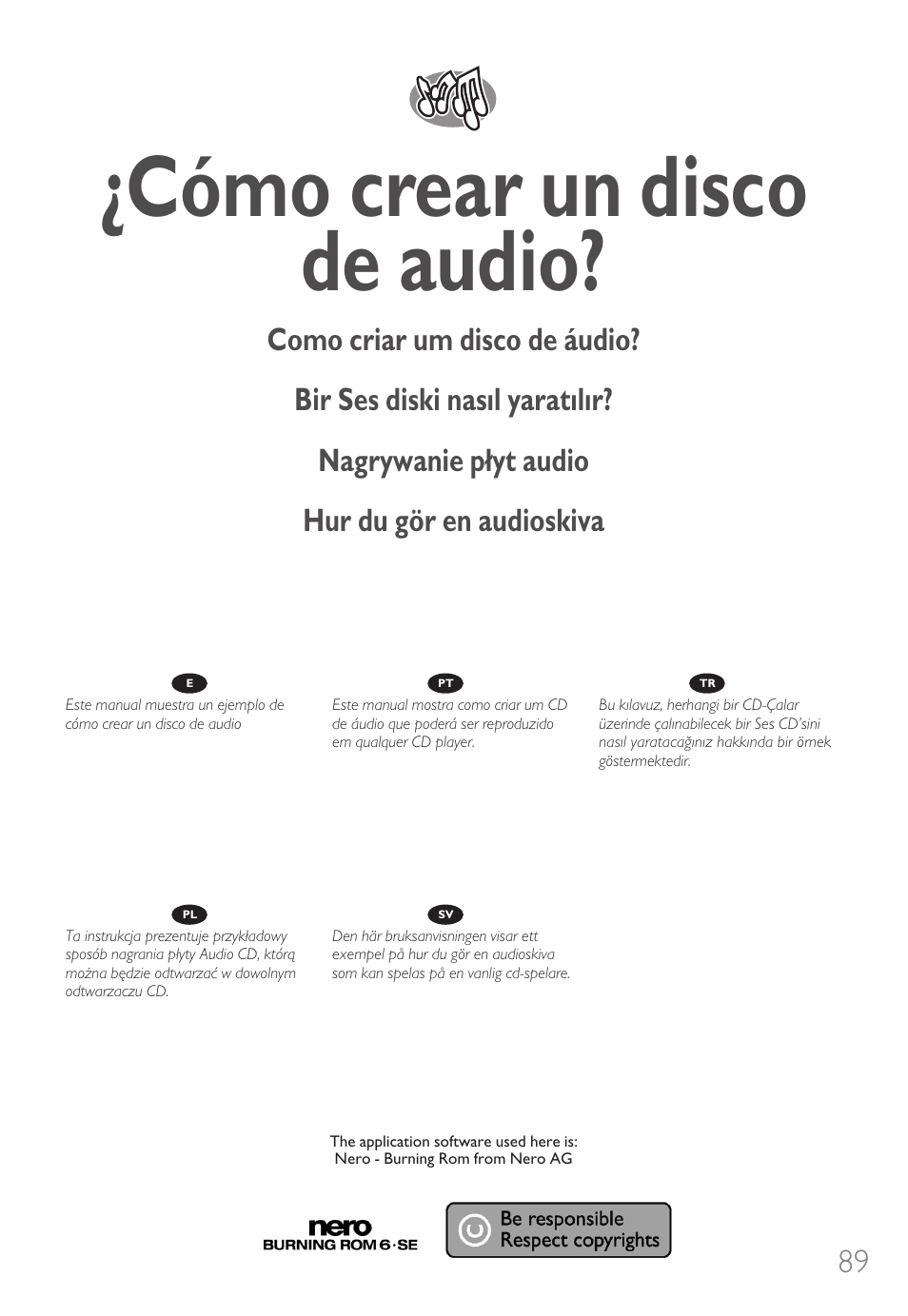 Cómo crear un disco de audio | Philips External Drive SPD3600CC DVD 20x ReWriter User Manual | Page 89 / 112