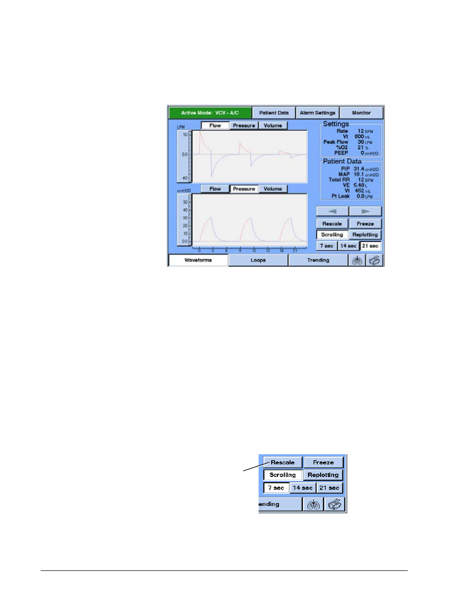 Replotting and scrolling, Rescaling the display | Philips V200 User Manual | Page 184 / 328