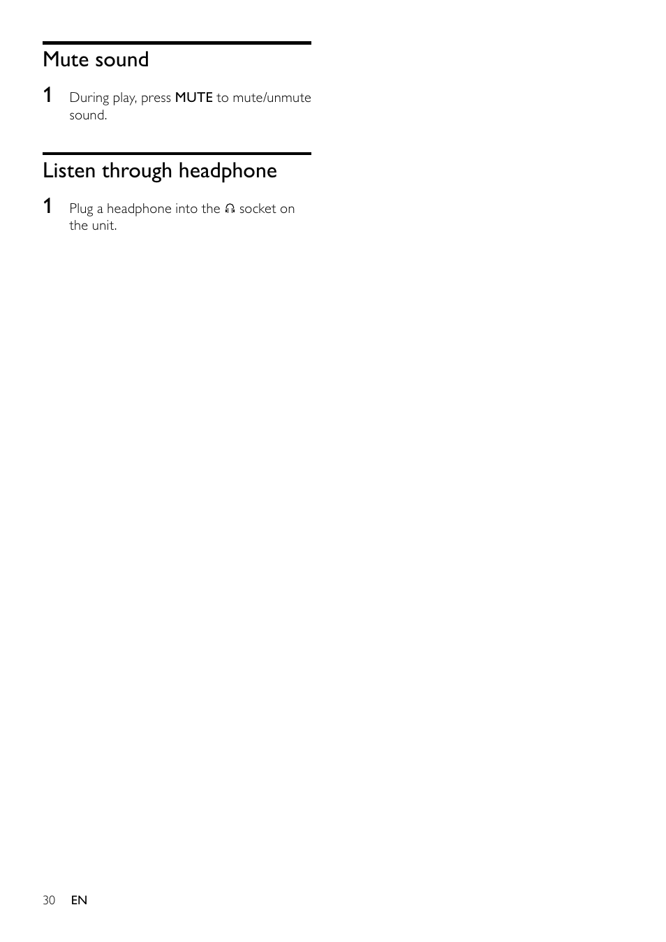 Mute sound, Listen through headphone, Mute sound 1 | Listen through headphone 1 | Philips DCM263/55 User Manual | Page 29 / 36