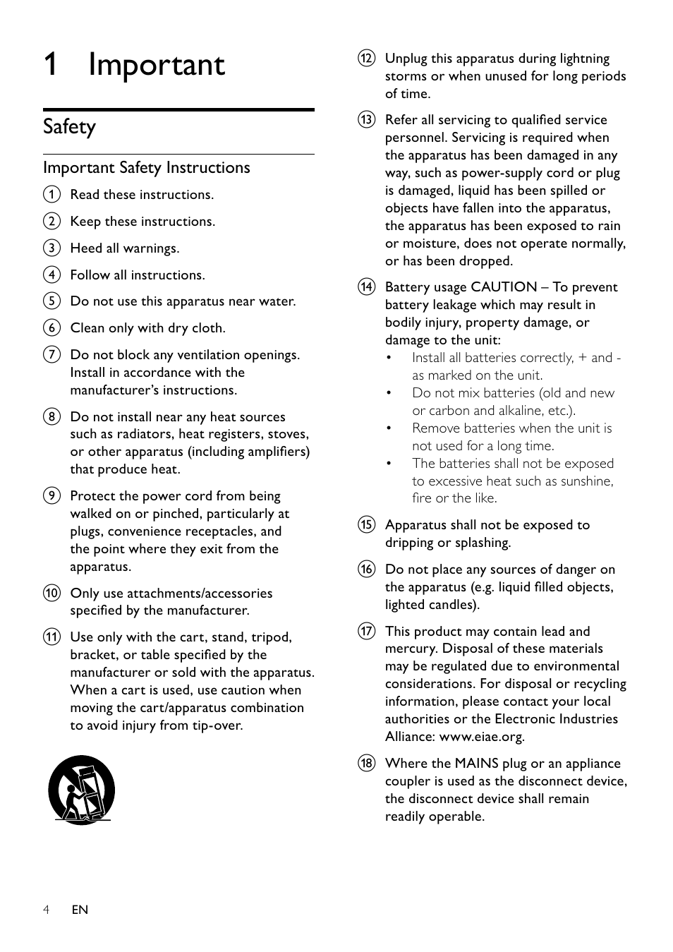 1 important, Safety, Safety 4 | Philips DCM263/55 User Manual | Page 3 / 36