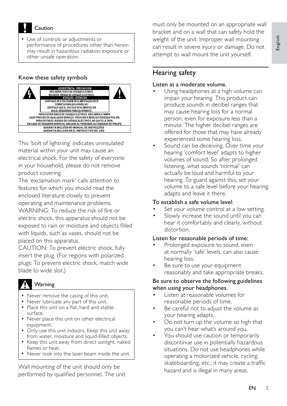 Hearing safety | Philips DCM263/55 User Manual | Page 4 / 36