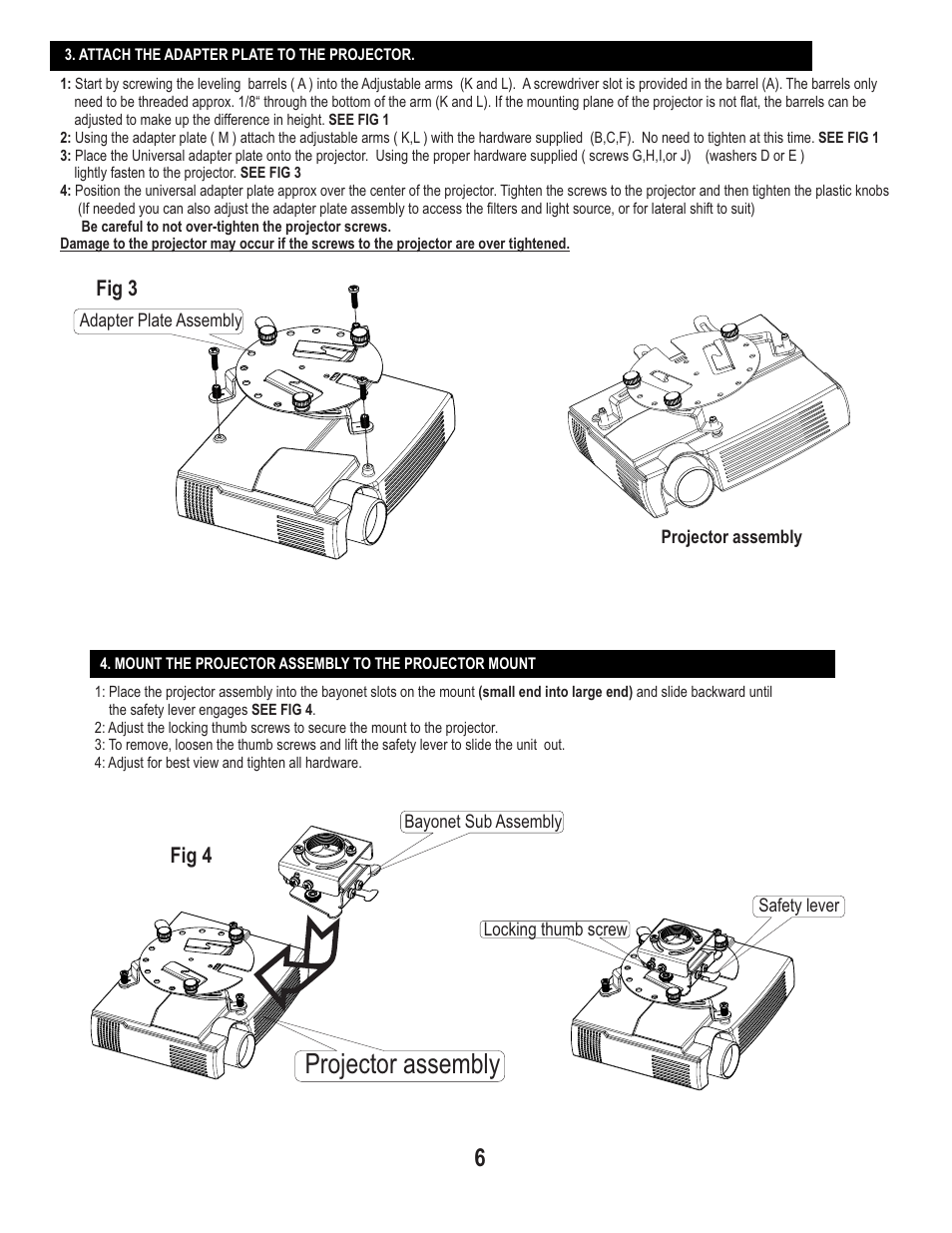 Projector assembly, Fig 3, Fig 4 | Philips PMU50 User Manual | Page 6 / 6